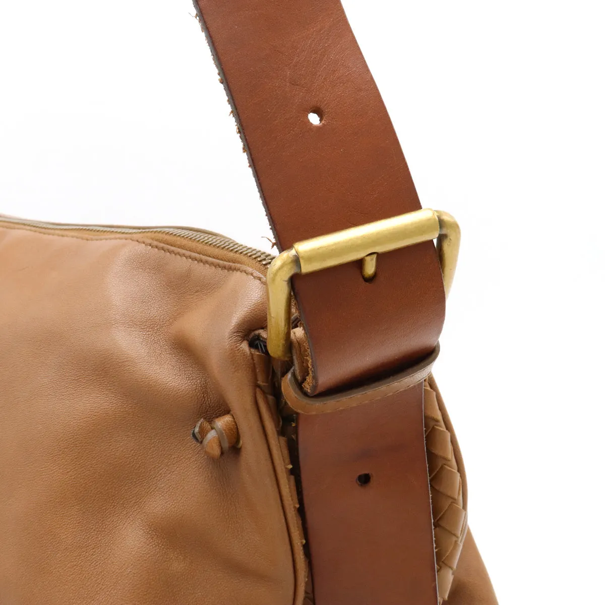 Bottega Veneta Leather Intrecciato Shoulder Bag 161365