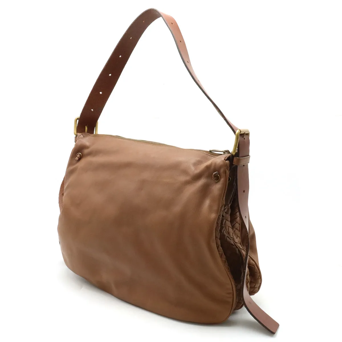 Bottega Veneta Leather Intrecciato Shoulder Bag 161365