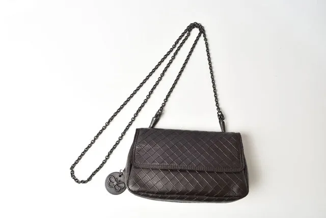 Bottega Veneta Leather Shoulder/Clutch Bag Intrecciato Mirage with Chain