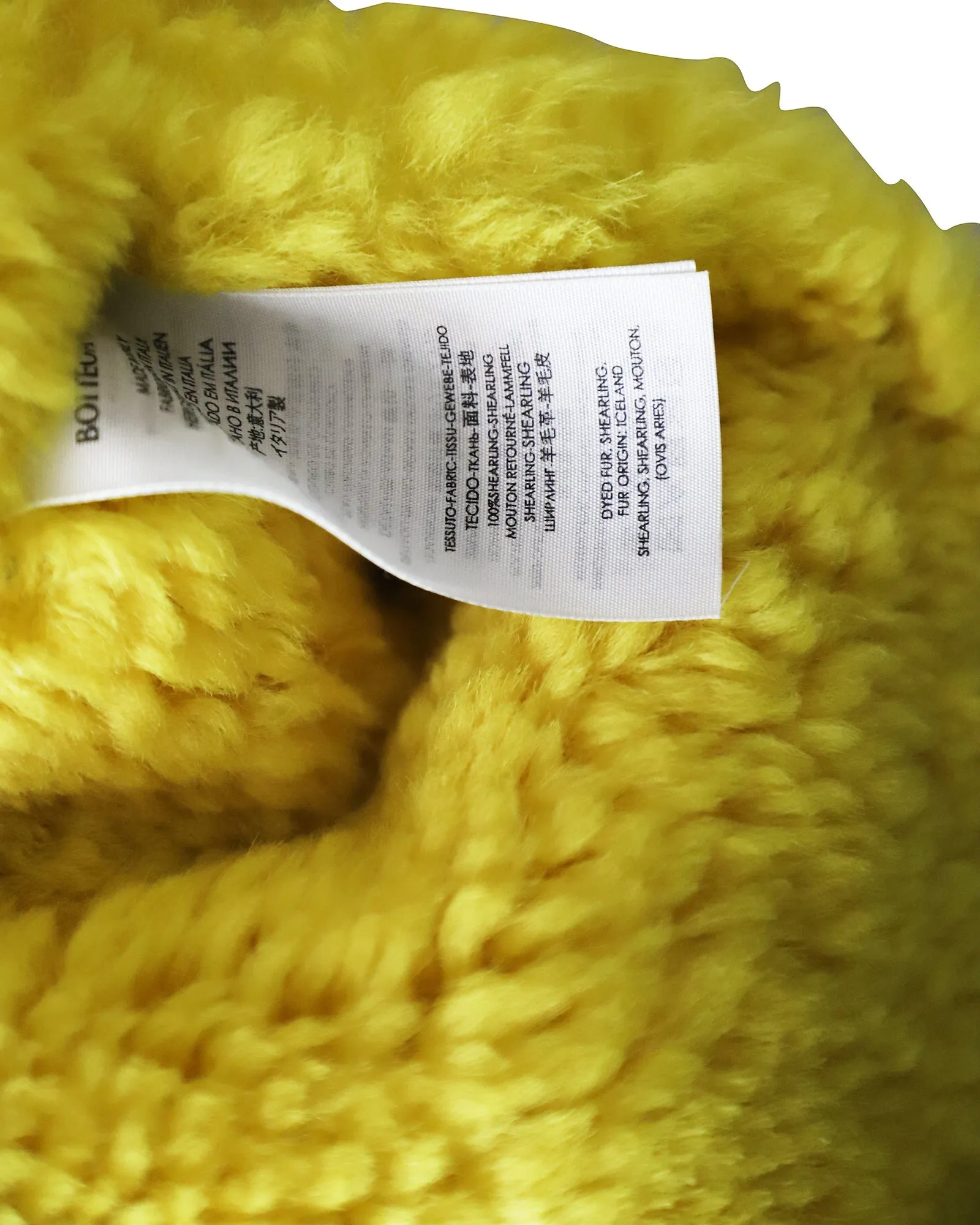 Bottega Veneta Leather-Trimmed Scarf in Yellow Shearling