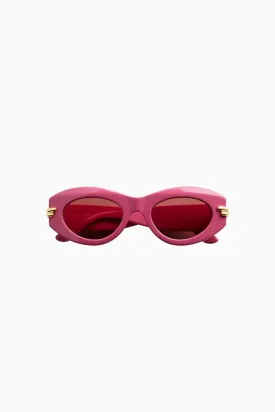 Bottega Veneta Mitre Oval Sunglasses - Fuchsia