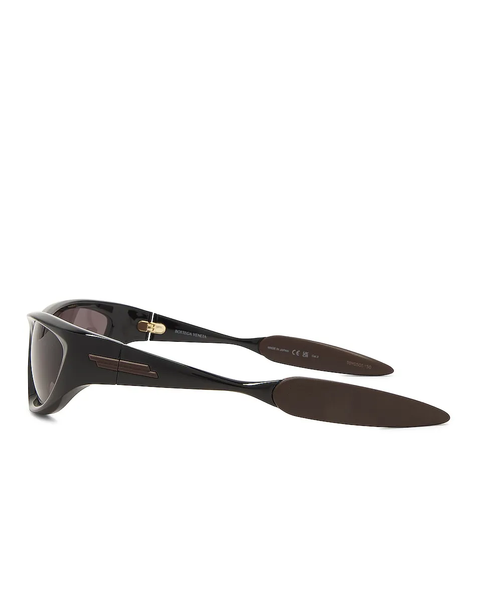 Bottega Veneta Wrap Sporty Sunglasses in Shiny Black