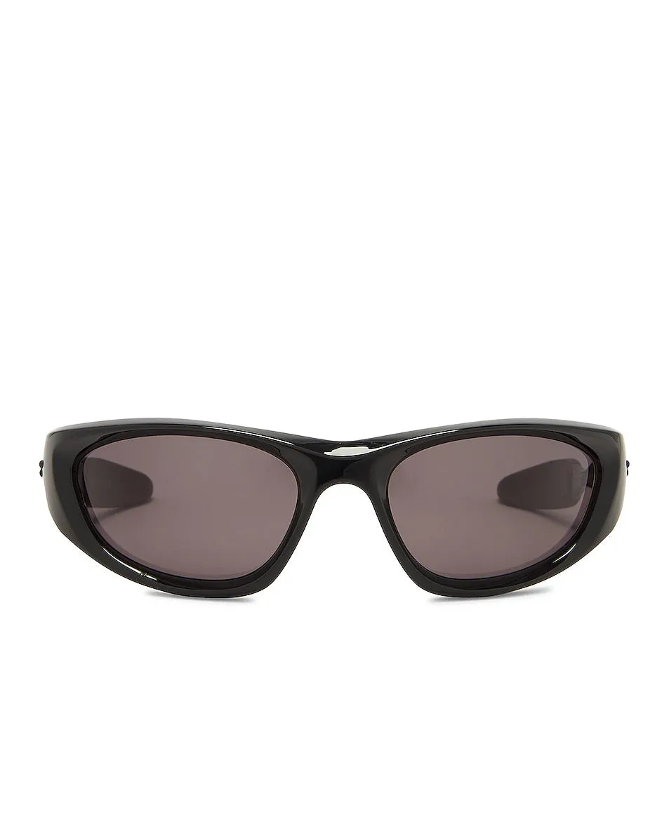 Bottega Veneta Wrap Sporty Sunglasses in Shiny Black