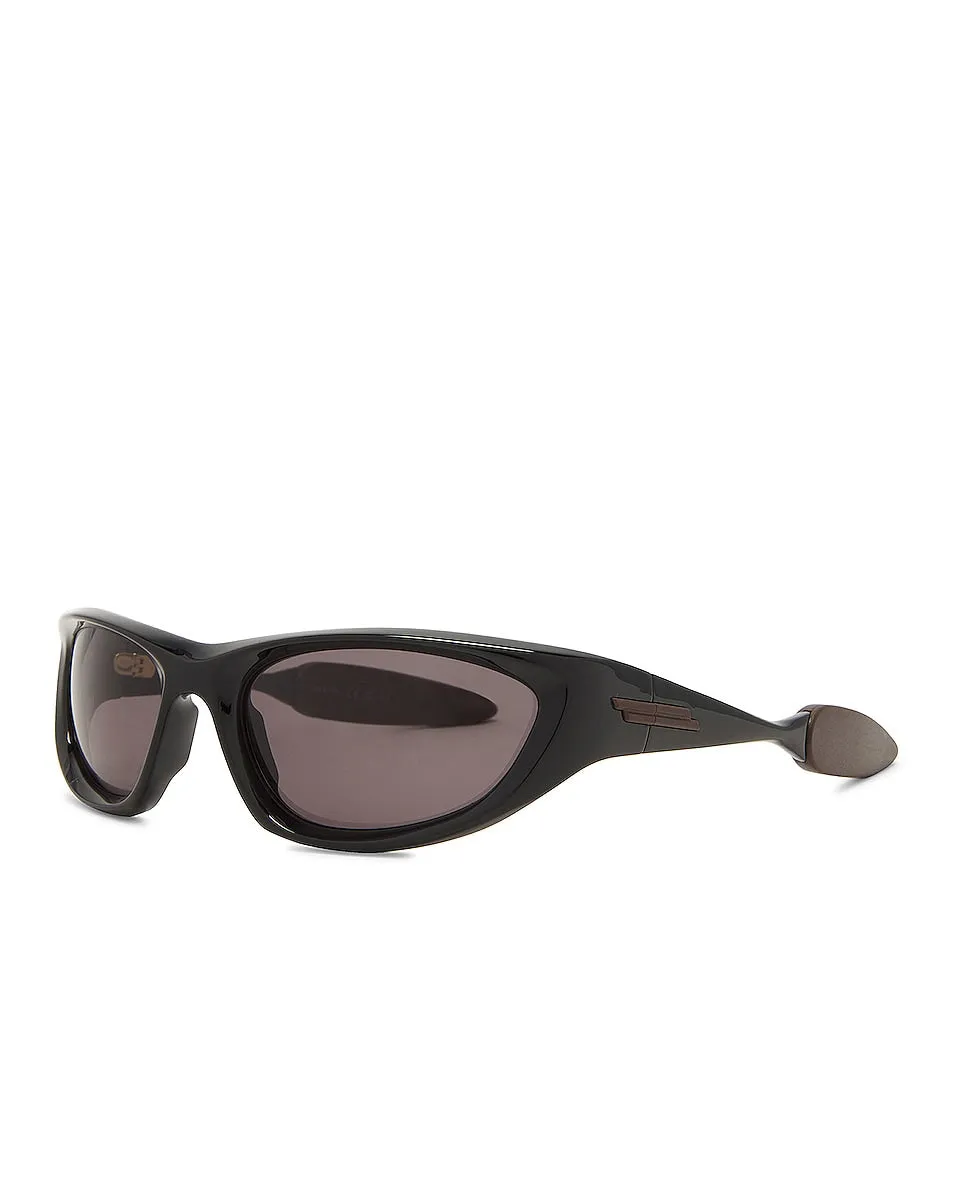 Bottega Veneta Wrap Sporty Sunglasses in Shiny Black