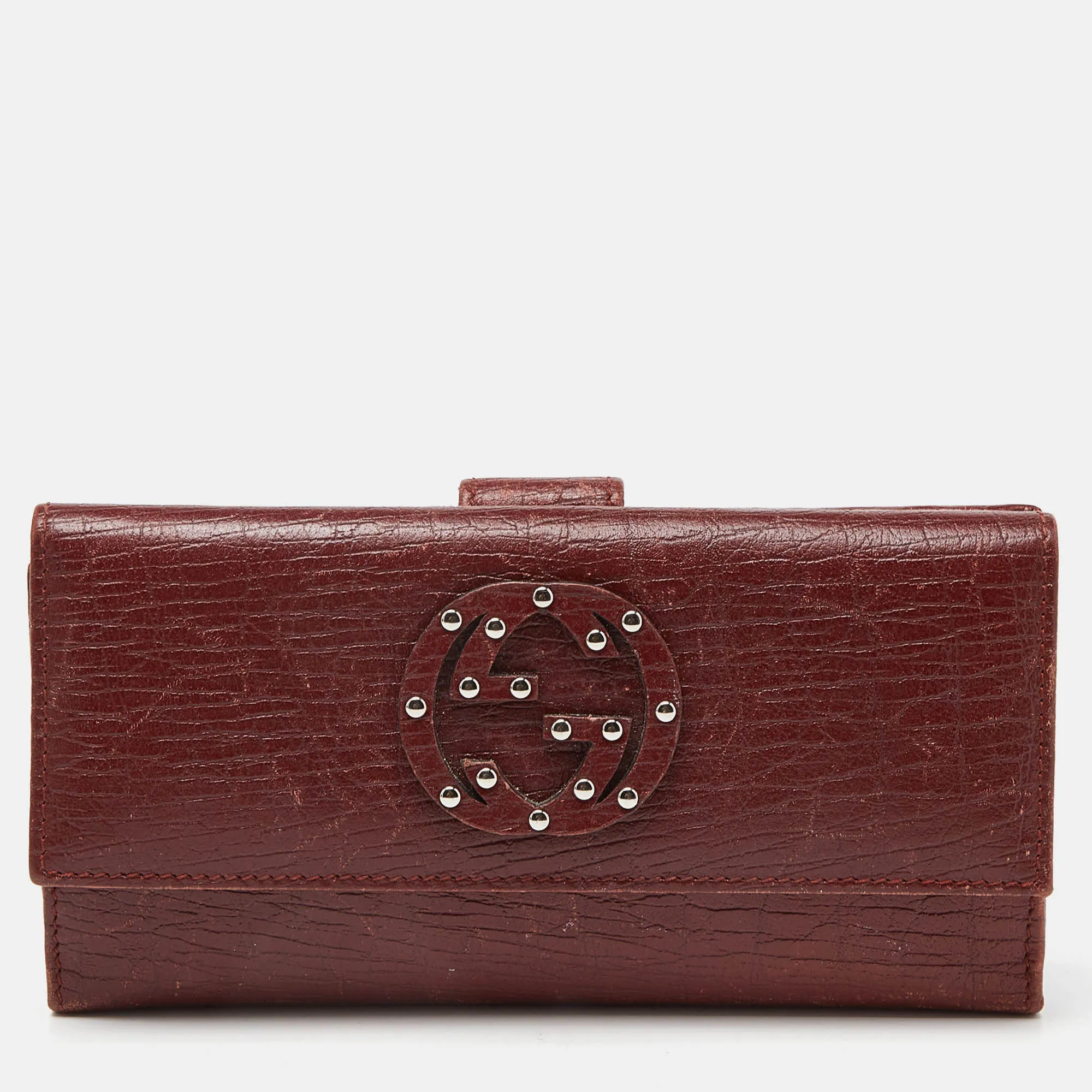 Brick Leather Soho Studded Continental Wallet