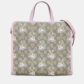 Brown Canvas GG Supreme Rabbit Handbag