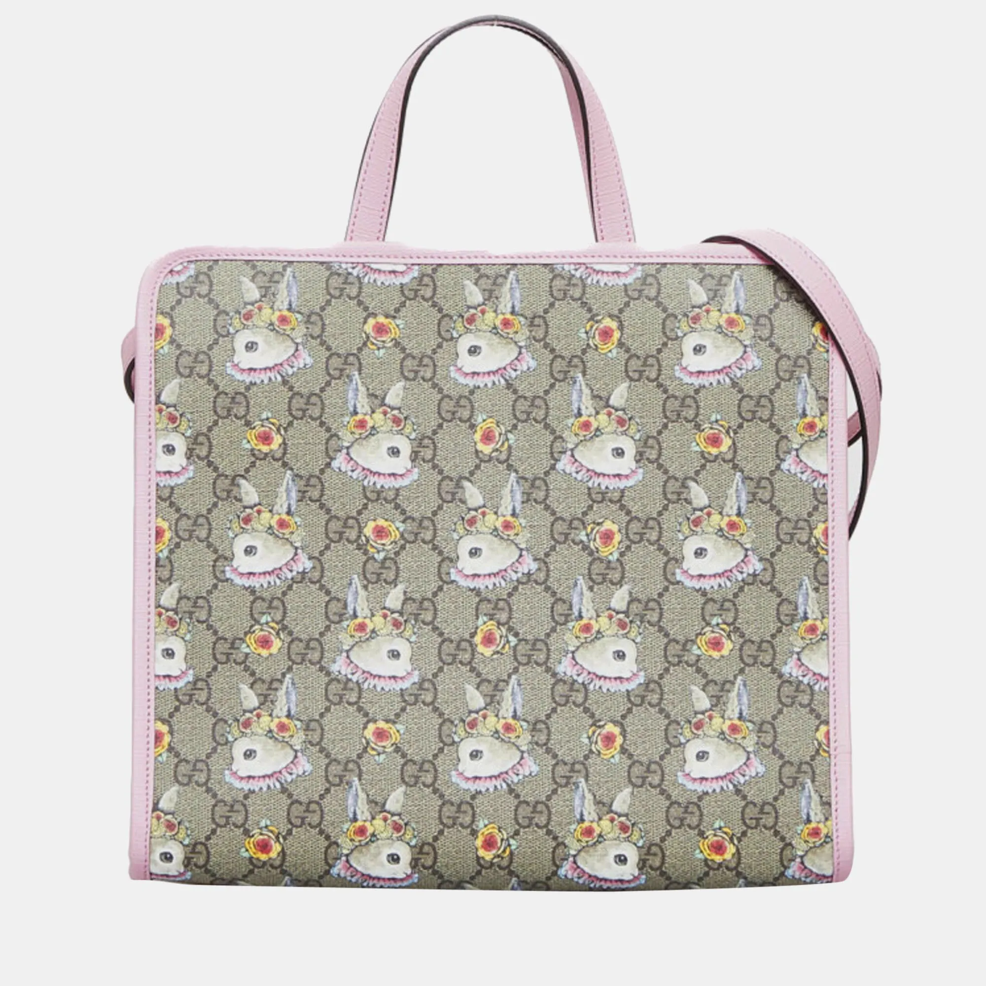 Brown Canvas GG Supreme Rabbit Handbag
