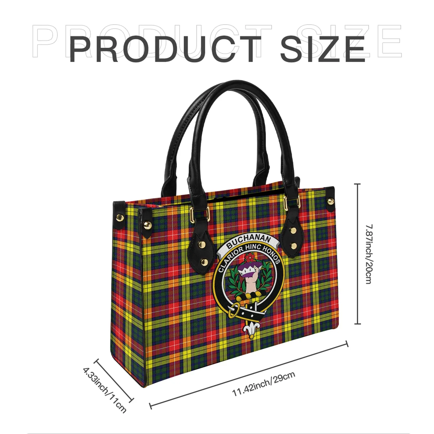 Buchanan Modern Tartan Leather Bag with Family Crest