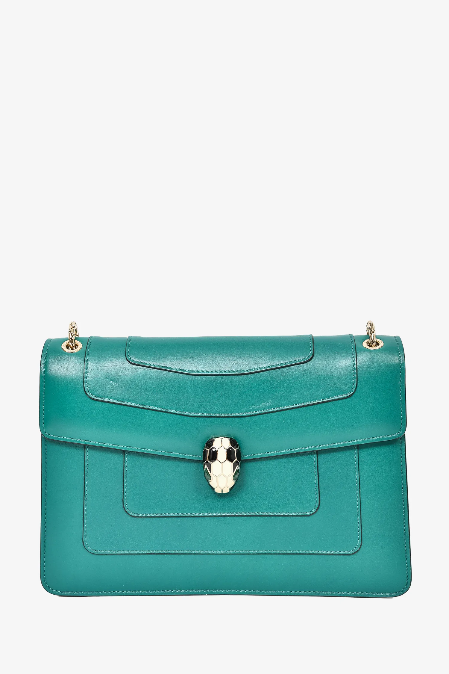 Bvlgari Green Leather Serpenti Forever Medium Shoulder Bag