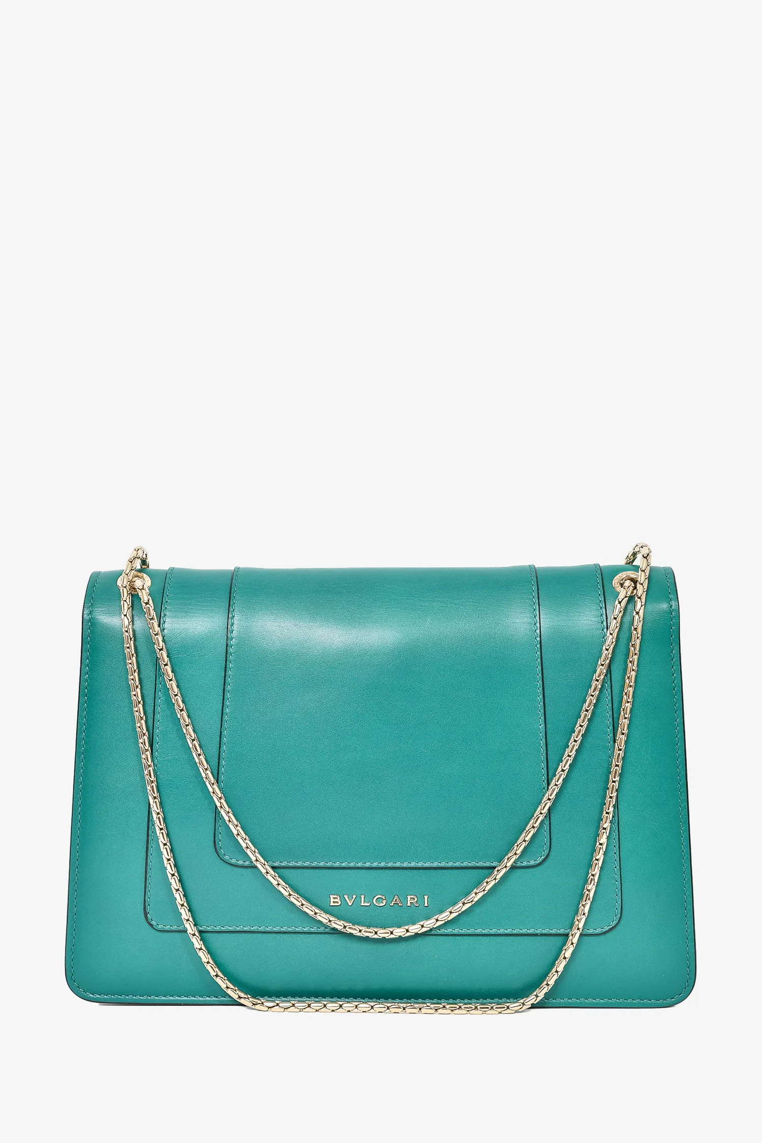 Bvlgari Green Leather Serpenti Forever Medium Shoulder Bag