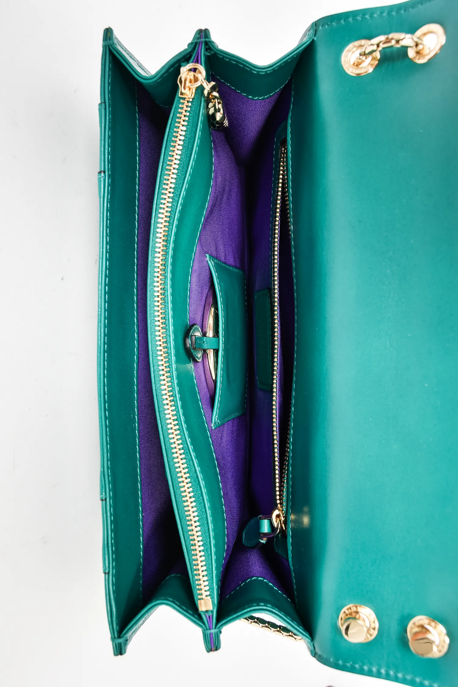 Bvlgari Green Leather Serpenti Forever Medium Shoulder Bag
