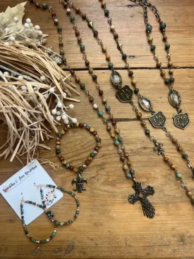 Capri Jewelry Collection - Fleur-de-lis & Multicolored Natural Stones