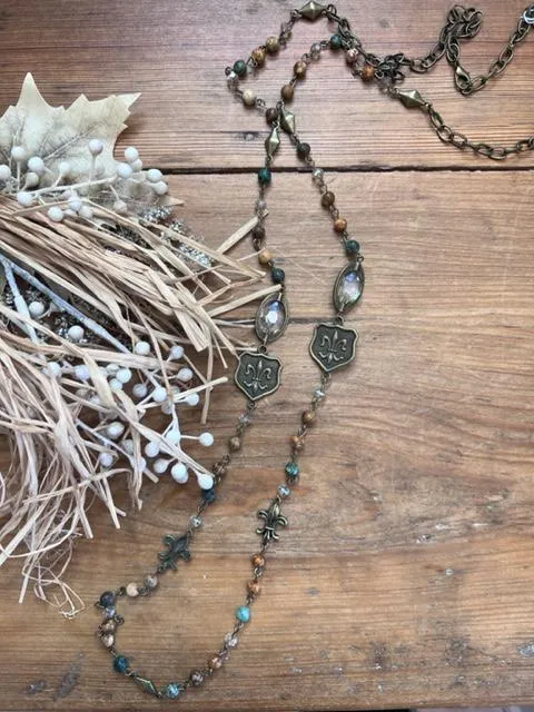 Capri Jewelry Collection - Fleur-de-lis & Multicolored Natural Stones