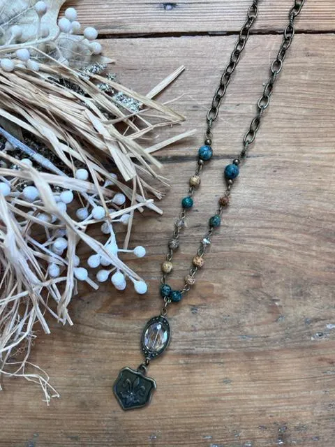 Capri Jewelry Collection - Fleur-de-lis & Multicolored Natural Stones