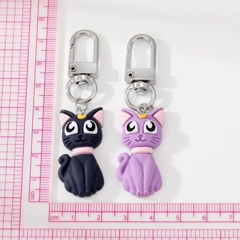 Cartoon Style Cat Alloy Resin Glass Bag Pendant Keychain