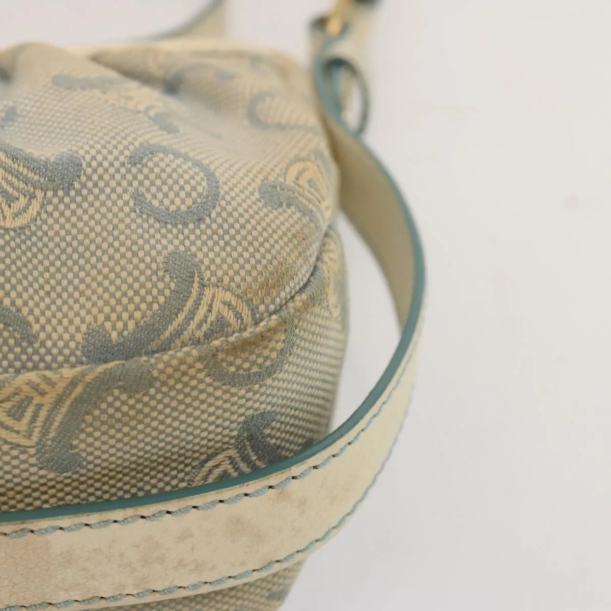 CELINE C Macadam Canvas Shoulder Bag Light Blue Auth 73243