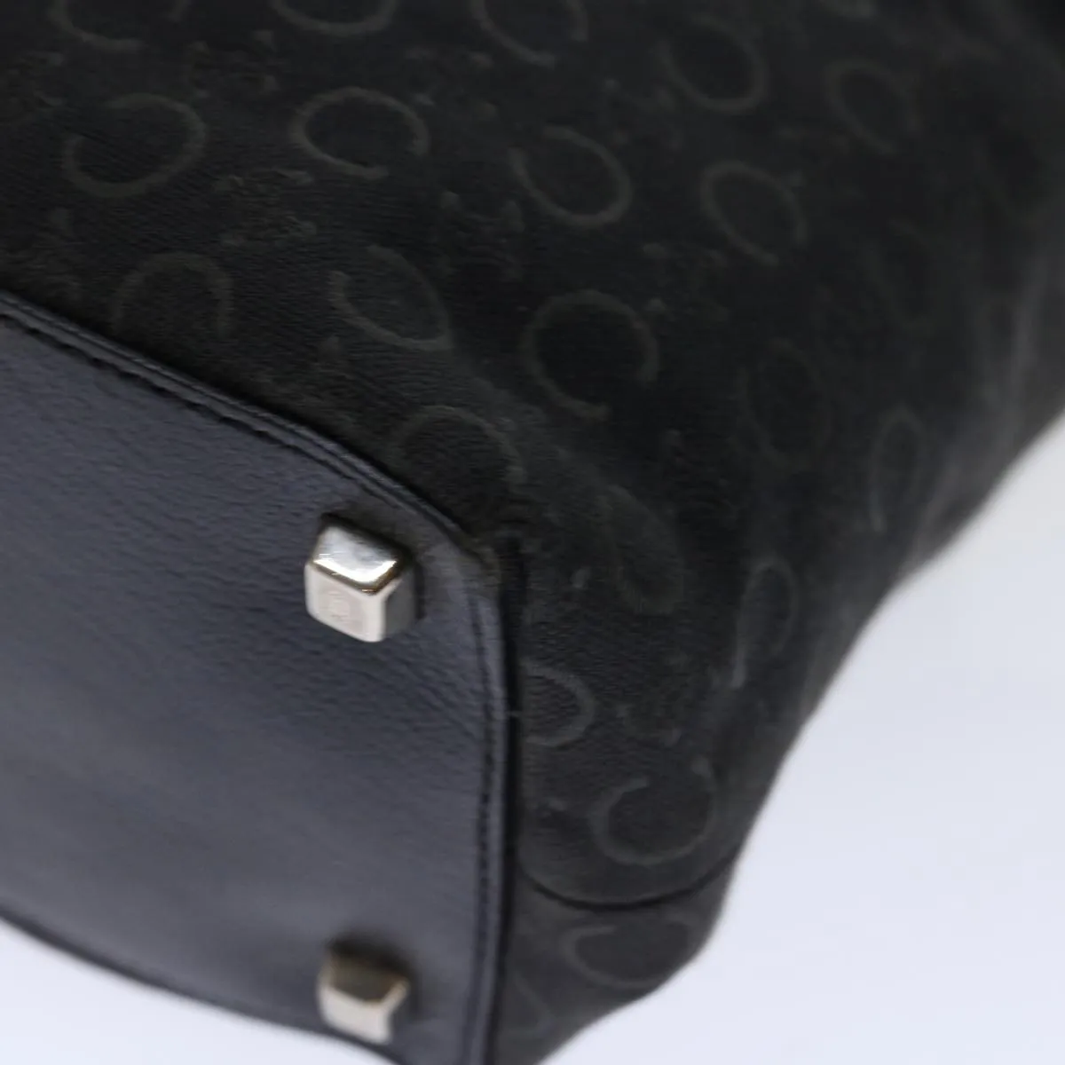 CELINE C Macadam Canvas Tote Bag Black Auth 70285