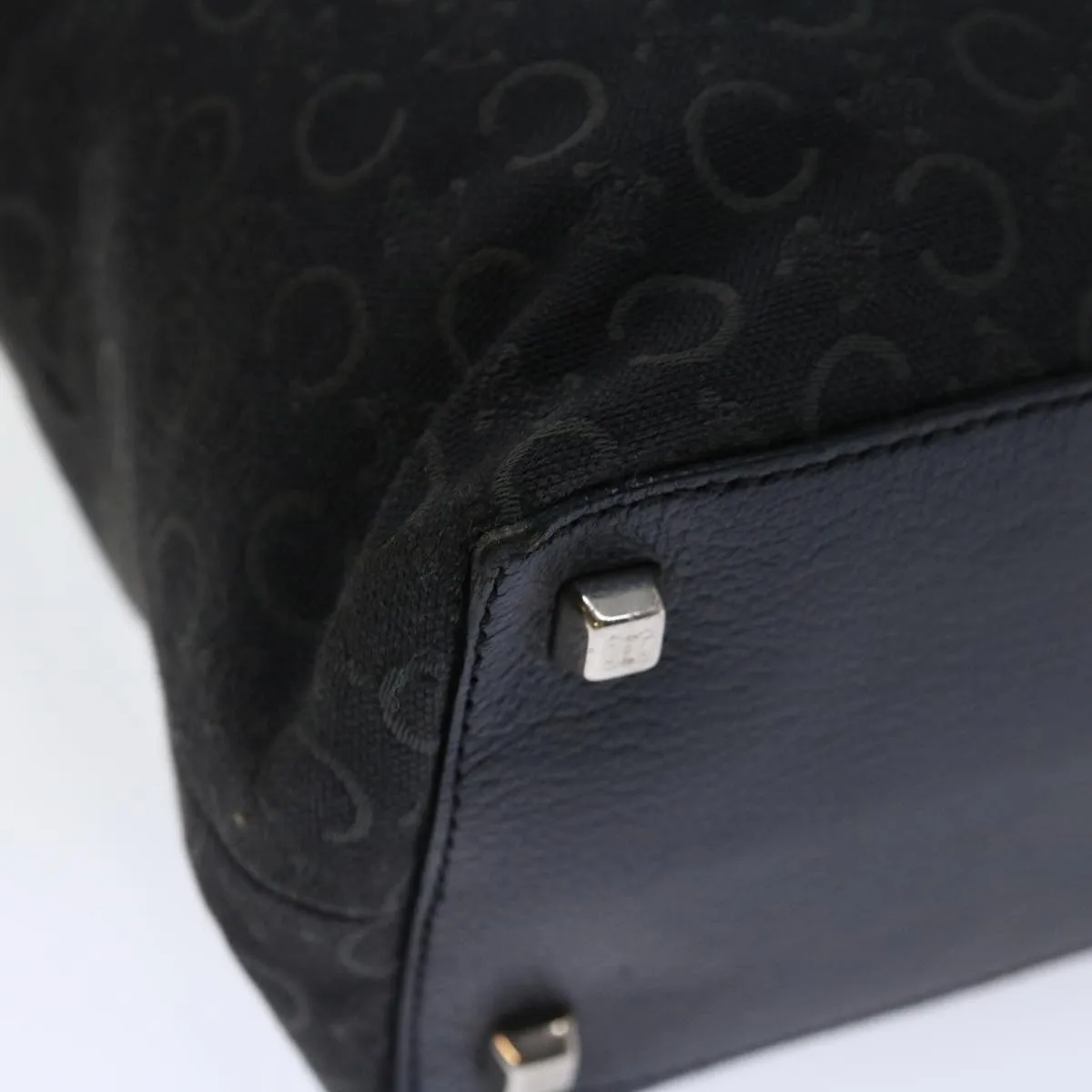 CELINE C Macadam Canvas Tote Bag Black Auth 70285