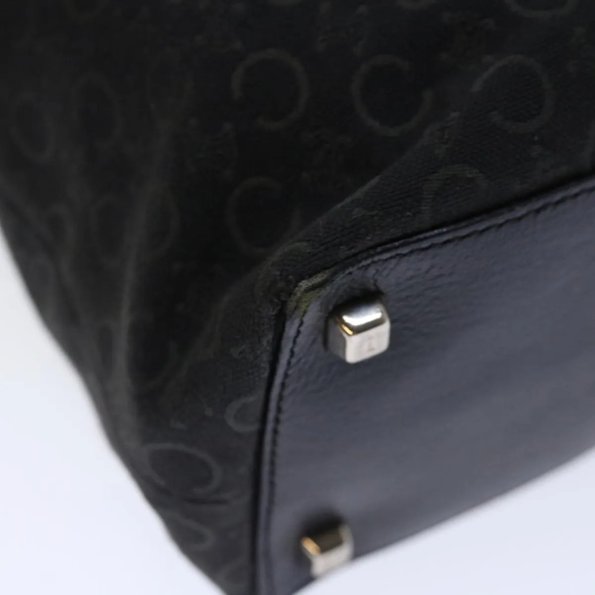 CELINE C Macadam Canvas Tote Bag Black Auth 70285