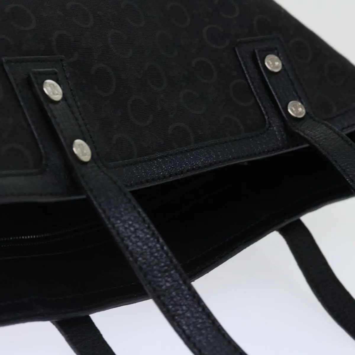 CELINE C Macadam Canvas Tote Bag Black Auth 70285