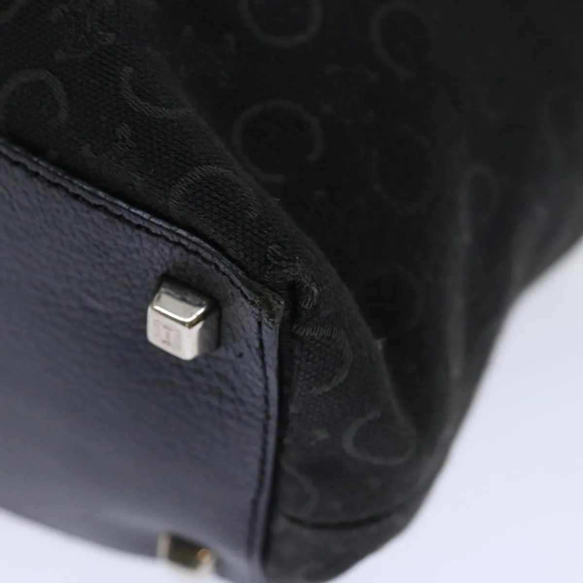 CELINE C Macadam Canvas Tote Bag Black Auth 70285