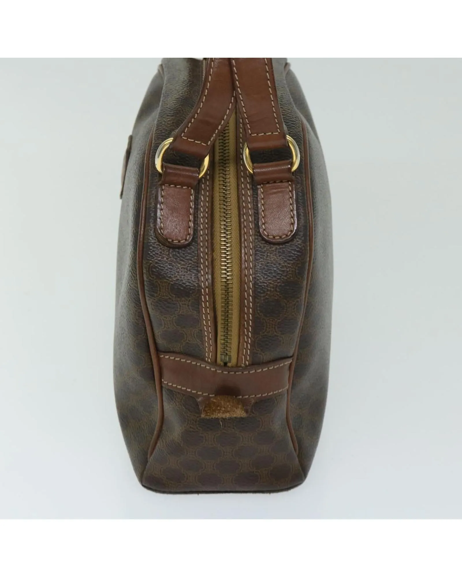 CELINE Cabas Handbag Brown Canvas and Leather