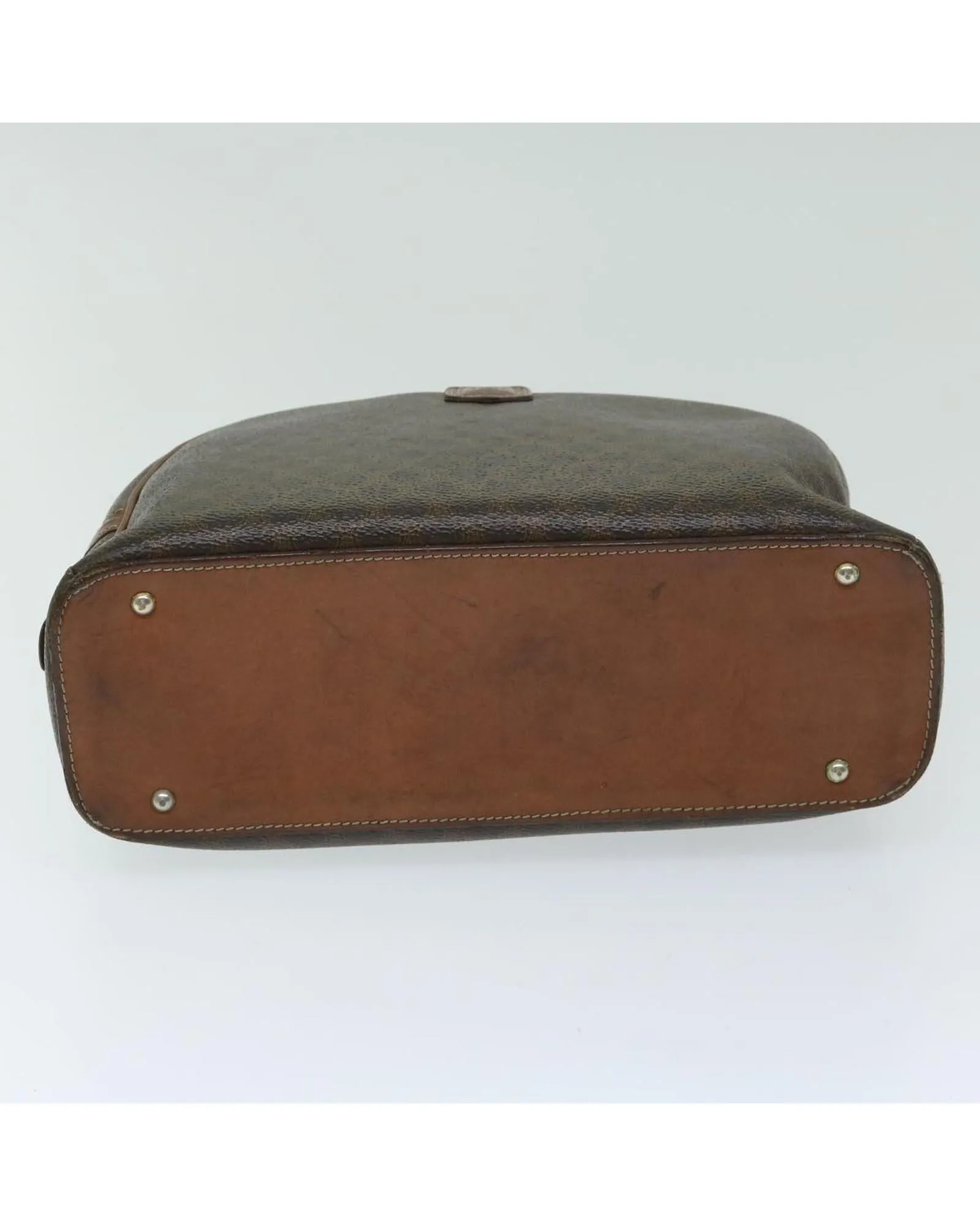 CELINE Cabas Handbag Brown Canvas and Leather