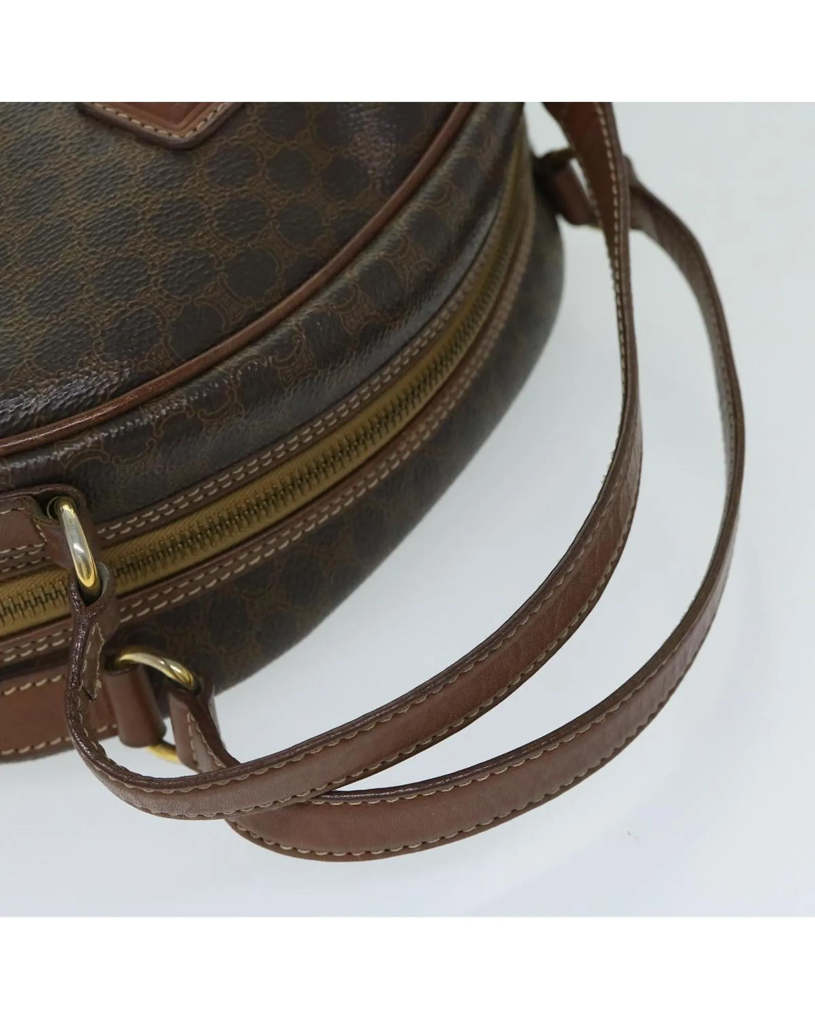CELINE Cabas Handbag Brown Canvas and Leather