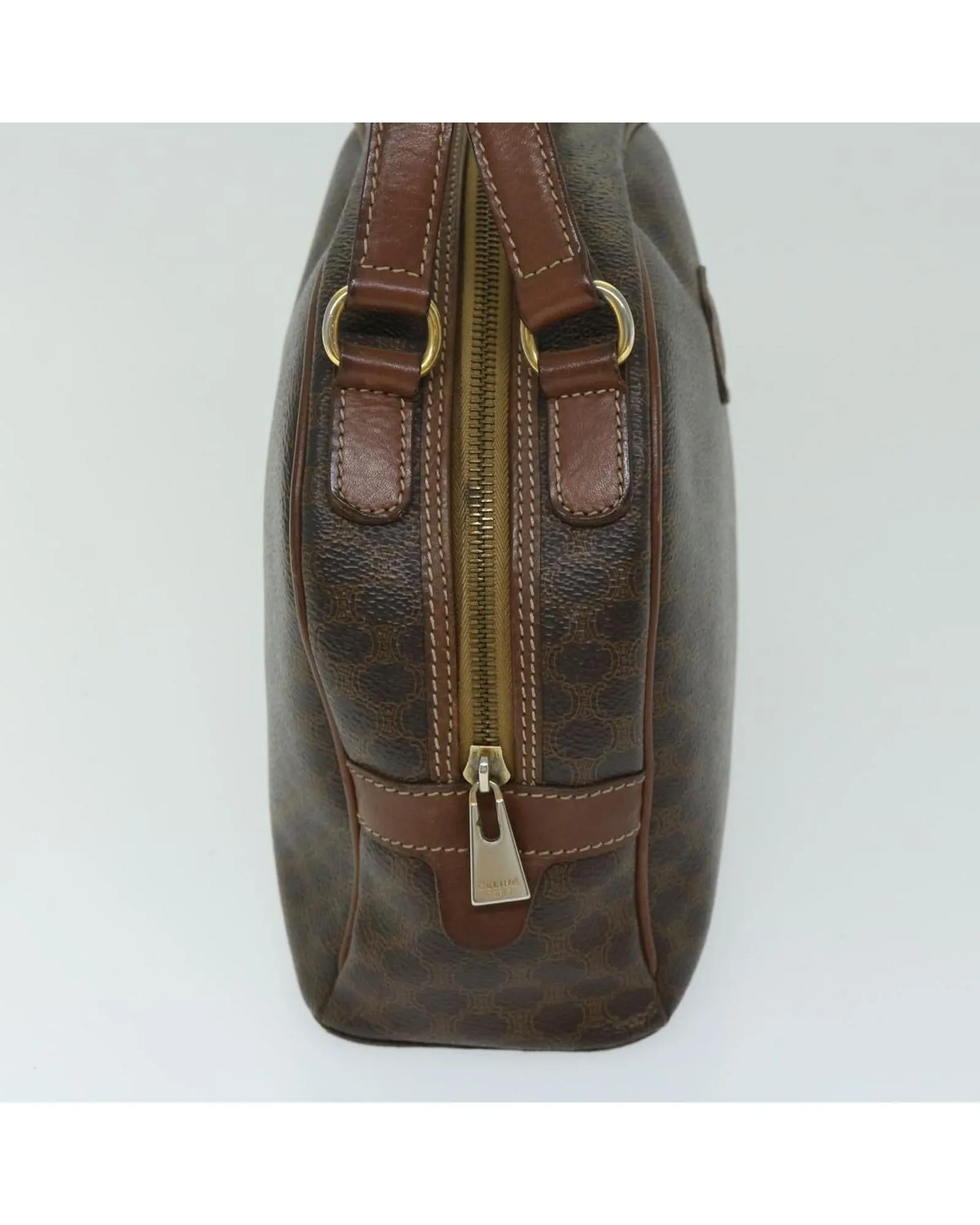 CELINE Cabas Handbag Brown Canvas and Leather