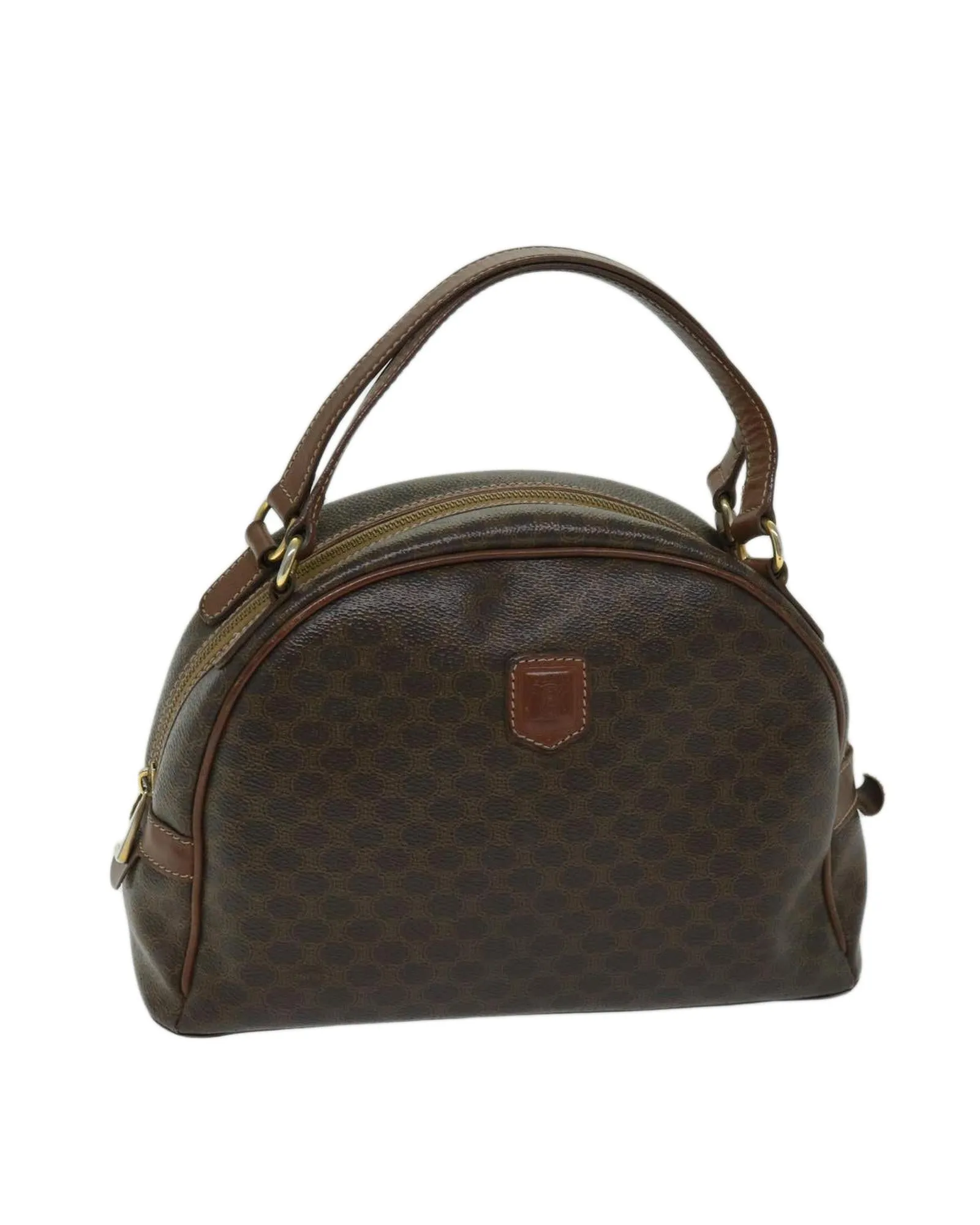 CELINE Cabas Handbag Brown Canvas and Leather