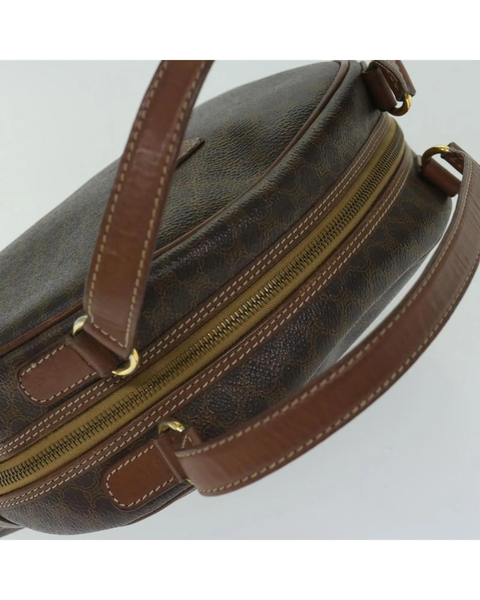 CELINE Cabas Handbag Brown Canvas and Leather