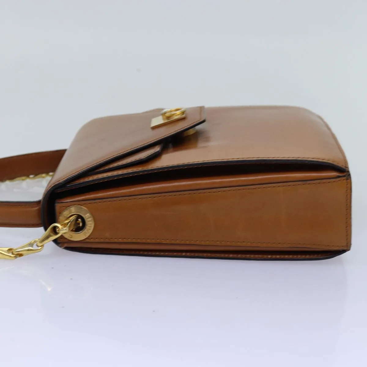 CELINE Hand Bag Leather 2way Brown Auth 77233