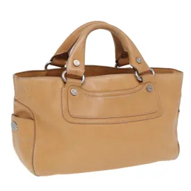 CELINE Hand Bag Leather Beige Auth 80060