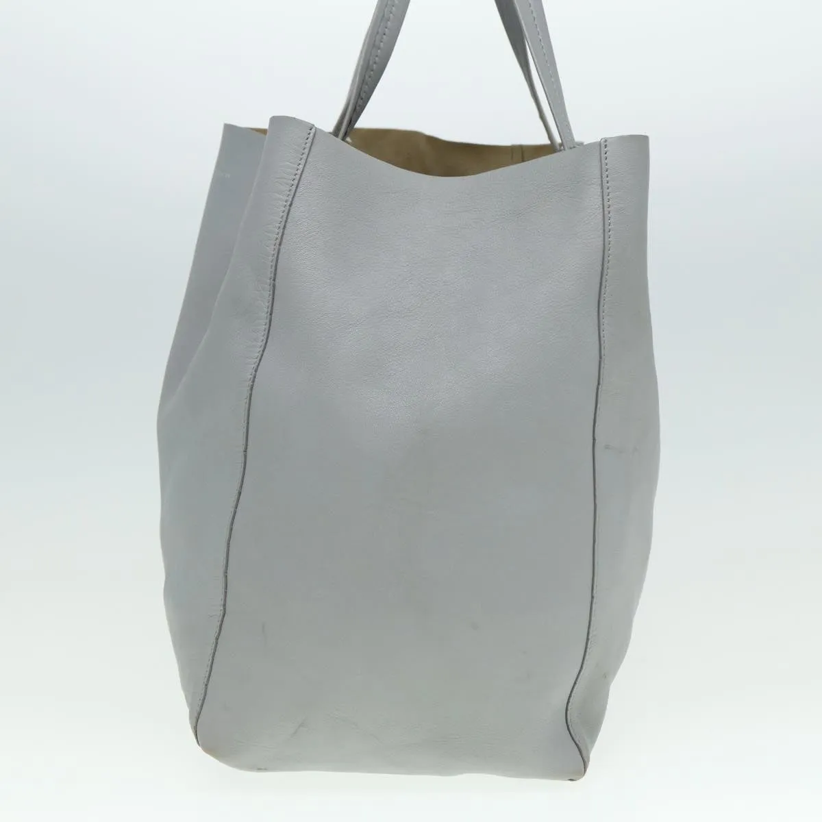 CELINE Horizontal Cabas Tote Bag Leather Light Blue Auth mr333