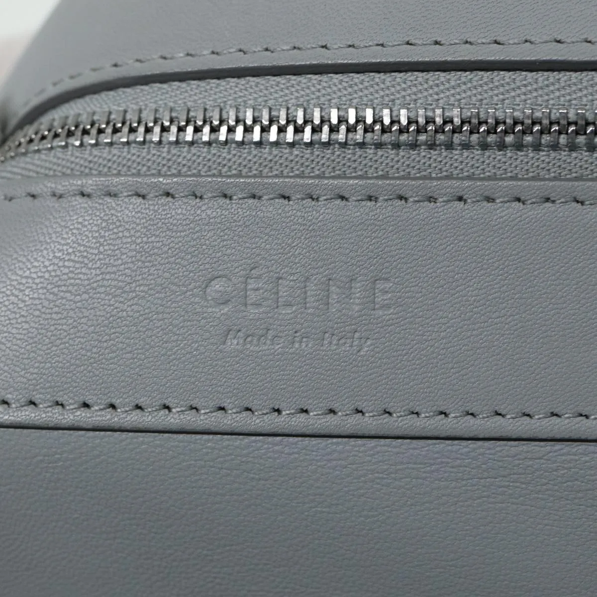 CELINE Horizontal Cabas Tote Bag Leather Light Blue Auth mr333