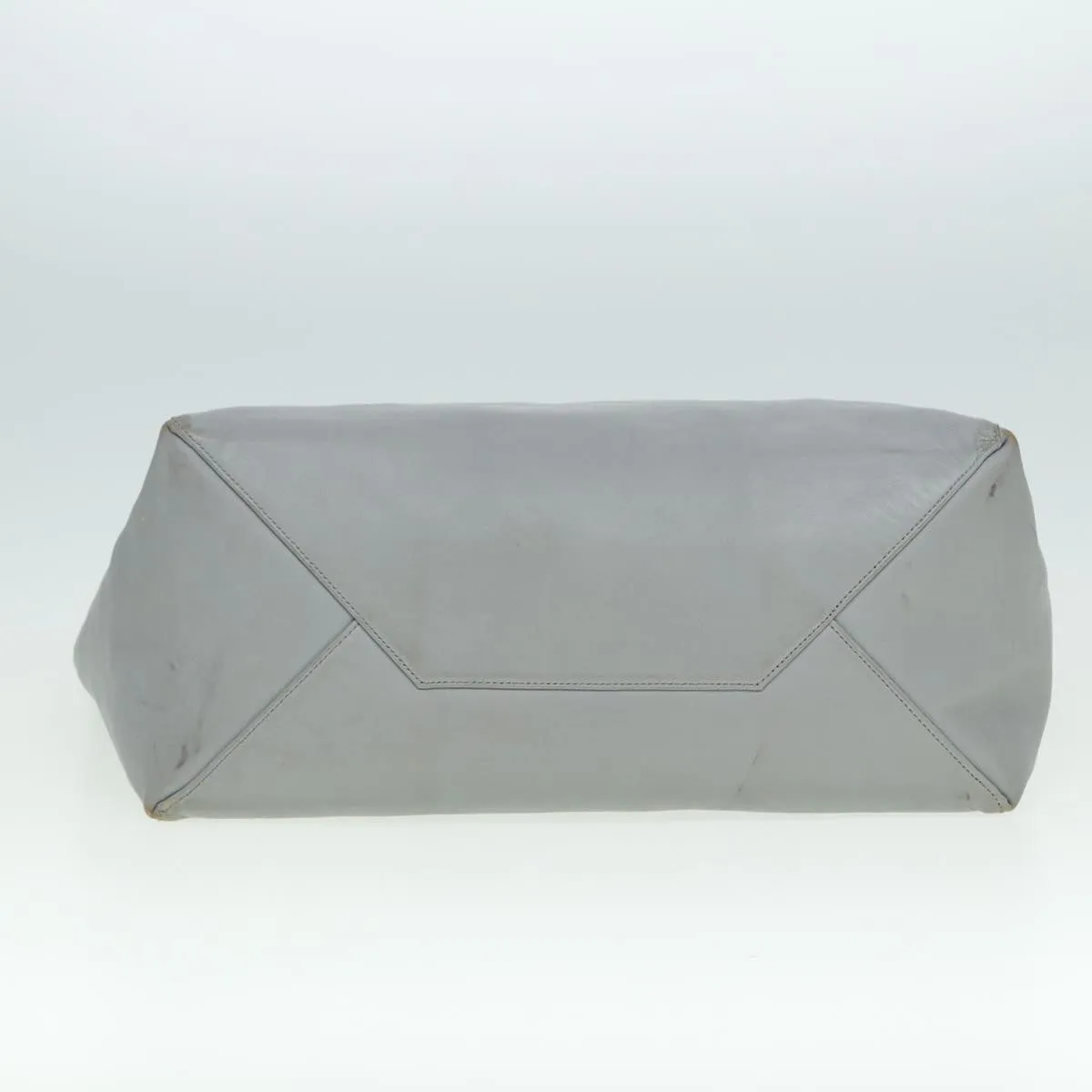 CELINE Horizontal Cabas Tote Bag Leather Light Blue Auth mr333