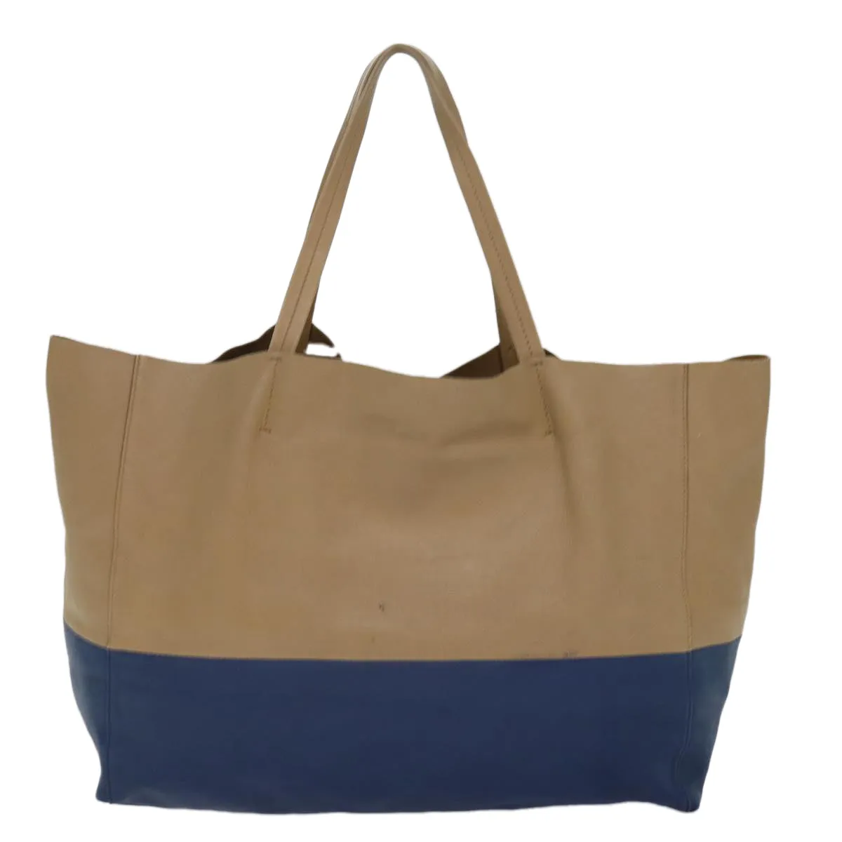 CELINE Horizontalkava Tote Bag Leather Blue Auth hk1542