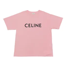 Celine Logo Short Sleeve Tee Shirt Blossom Pink Black