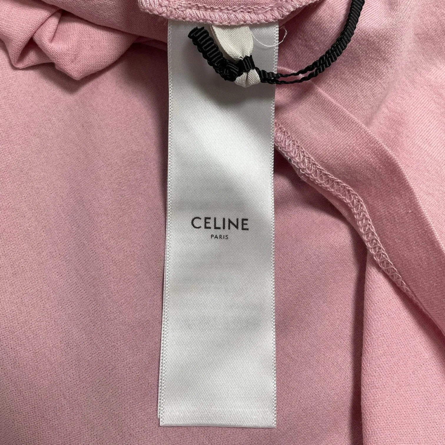 Celine Logo Short Sleeve Tee Shirt Blossom Pink Black