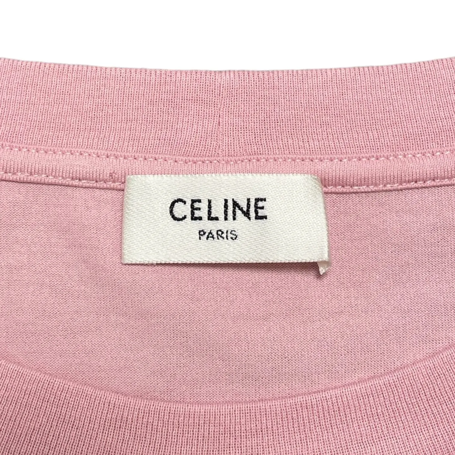 Celine Logo Short Sleeve Tee Shirt Blossom Pink Black