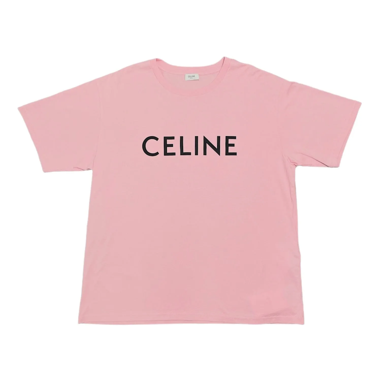 Celine Logo Short Sleeve Tee Shirt Blossom Pink Black