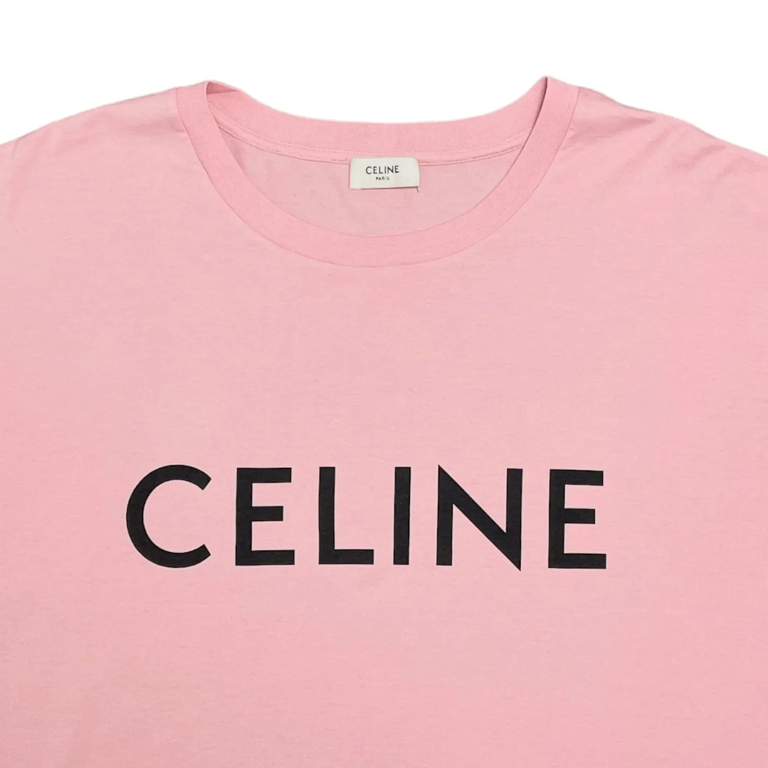 Celine Logo Short Sleeve Tee Shirt Blossom Pink Black
