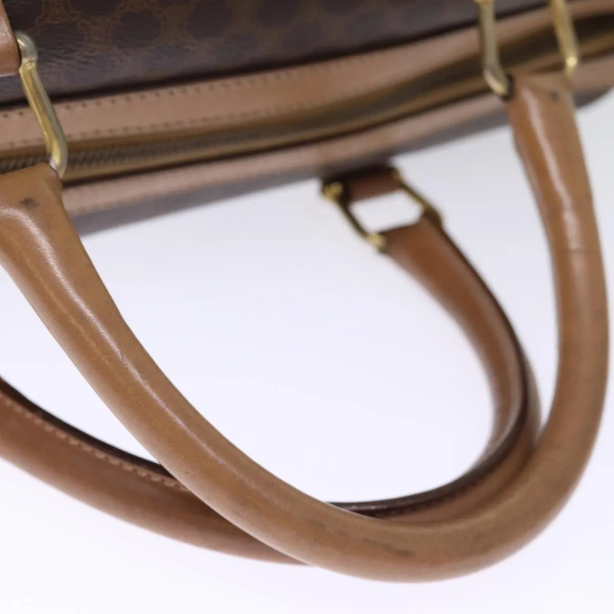CELINE Macadam Canvas Boston Bag PVC Brown Auth 75235