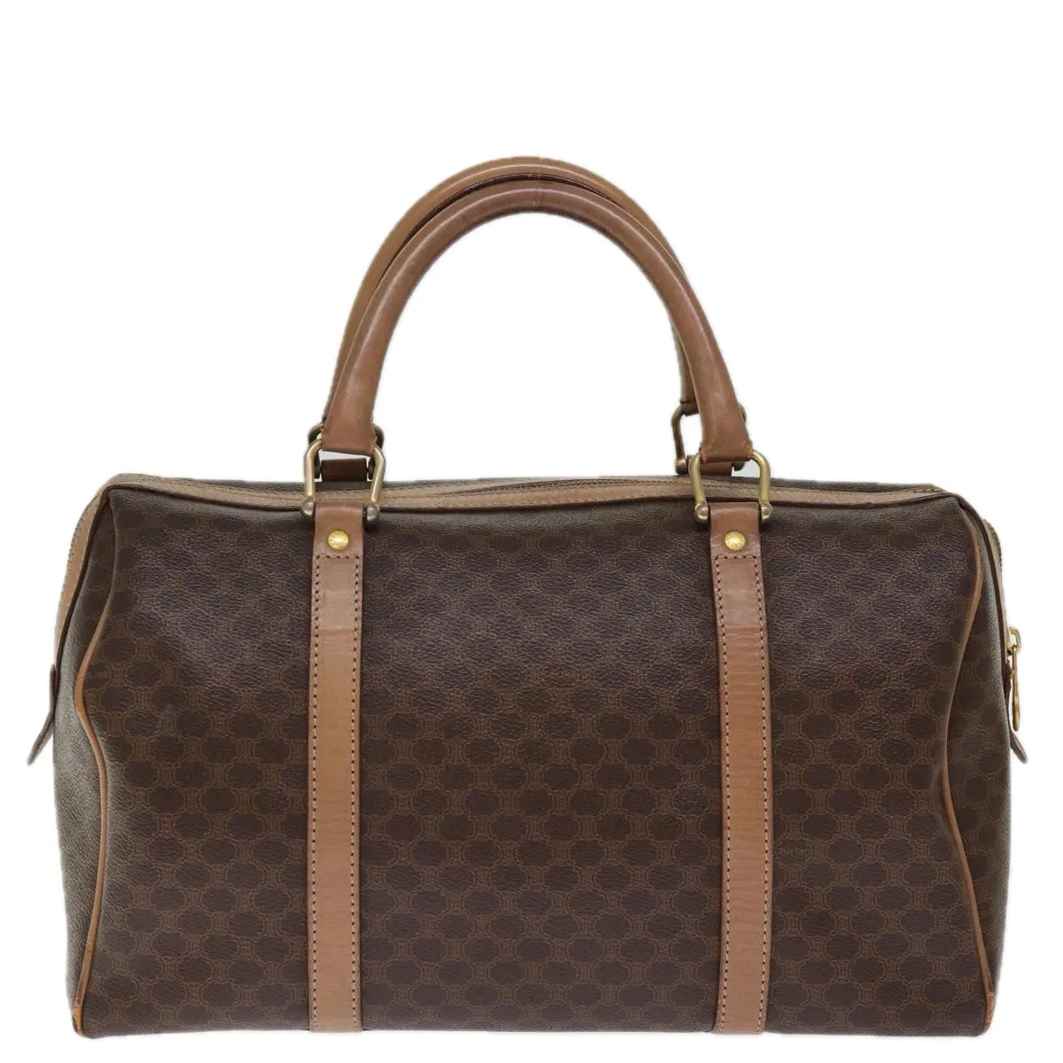 CELINE Macadam Canvas Boston Bag PVC Brown Auth 75235