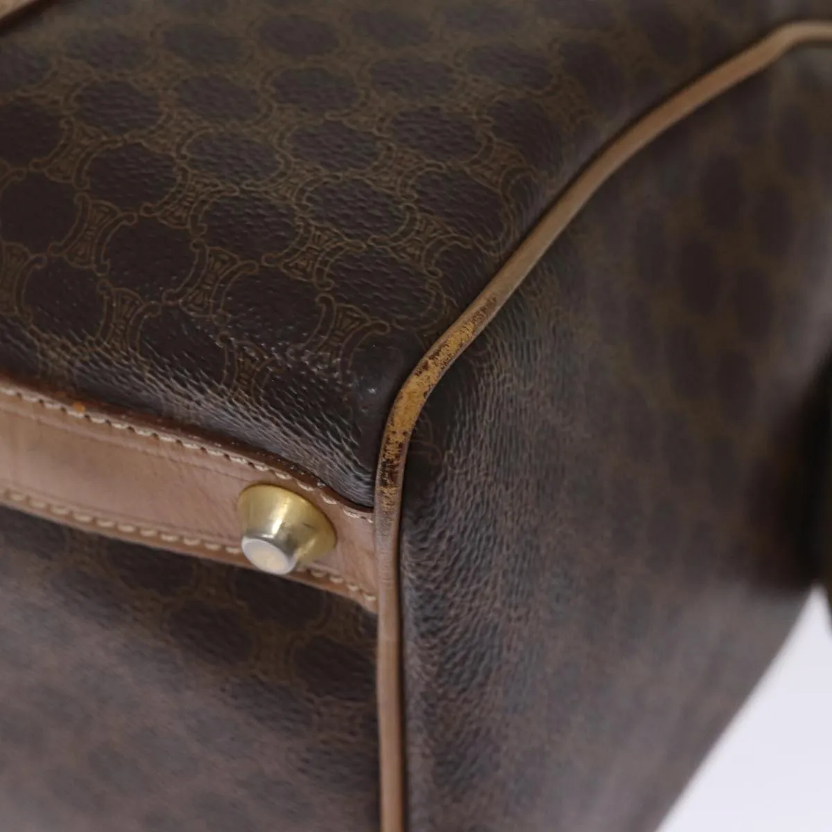 CELINE Macadam Canvas Boston Bag PVC Brown Auth 75235