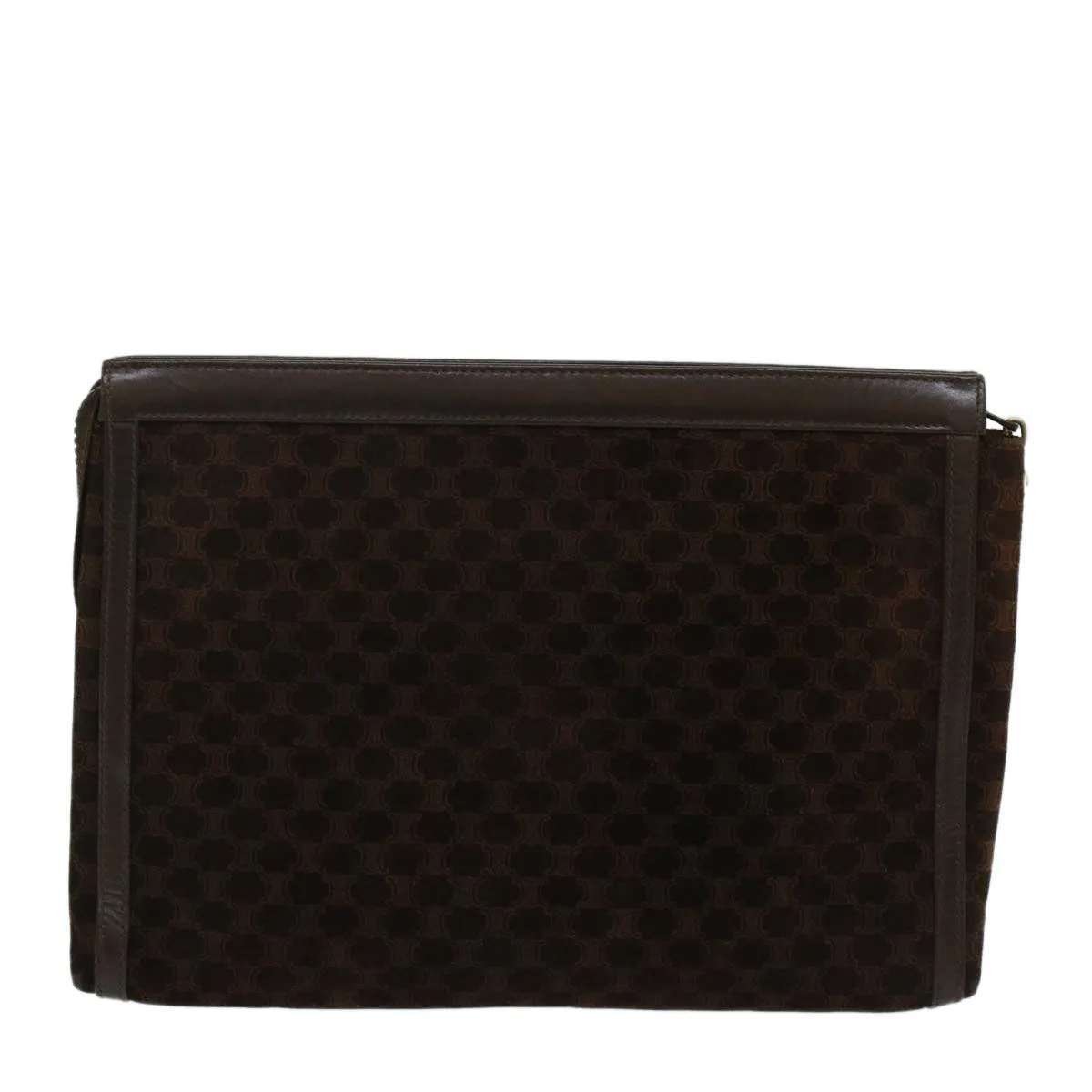 CELINE Macadam Canvas Clutch Bag Leather Brown Auth bs7545