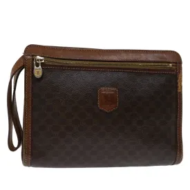 CELINE Macadam Canvas Clutch Bag PVC Brown Auth bs12948