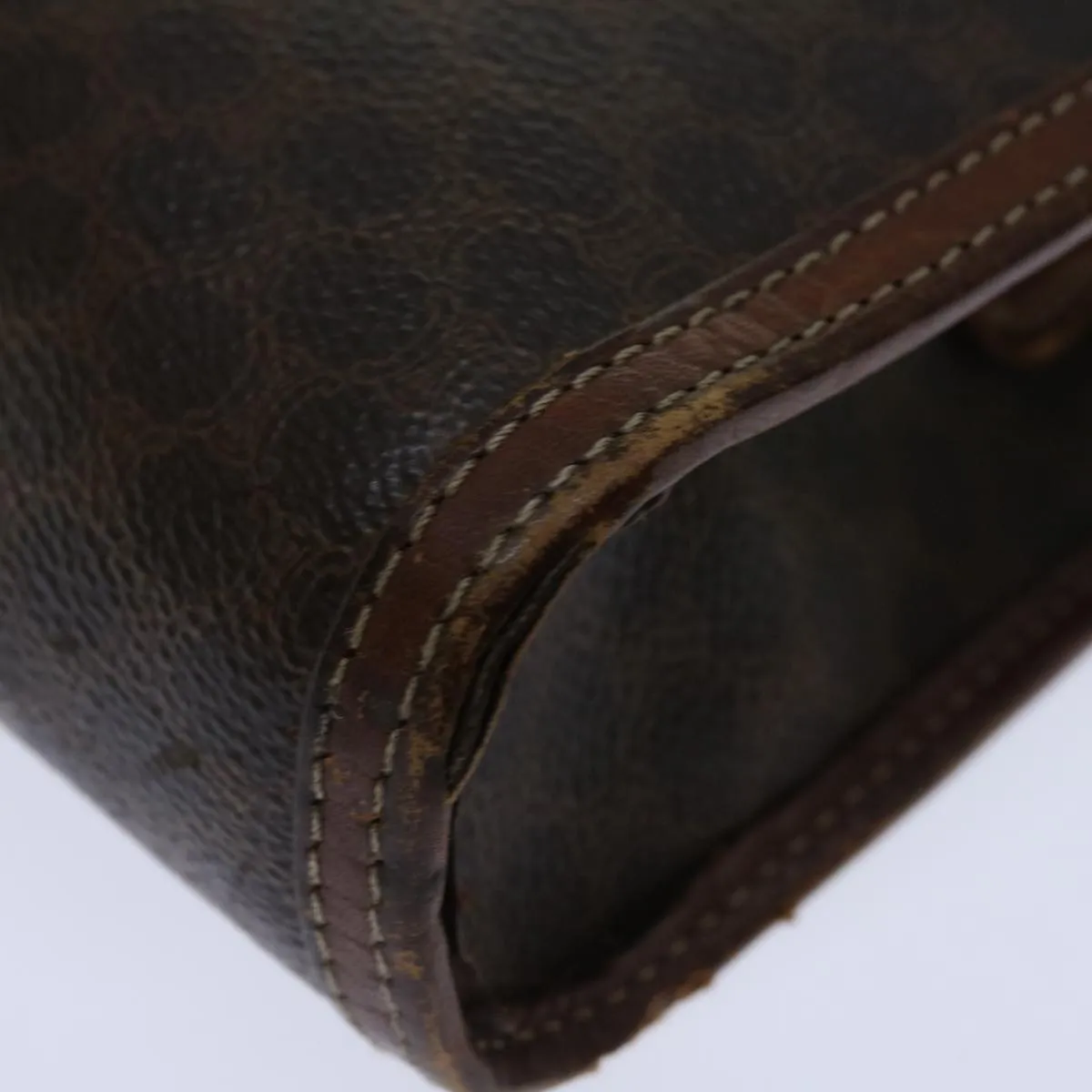 CELINE Macadam Canvas Clutch Bag PVC Brown Auth bs12948