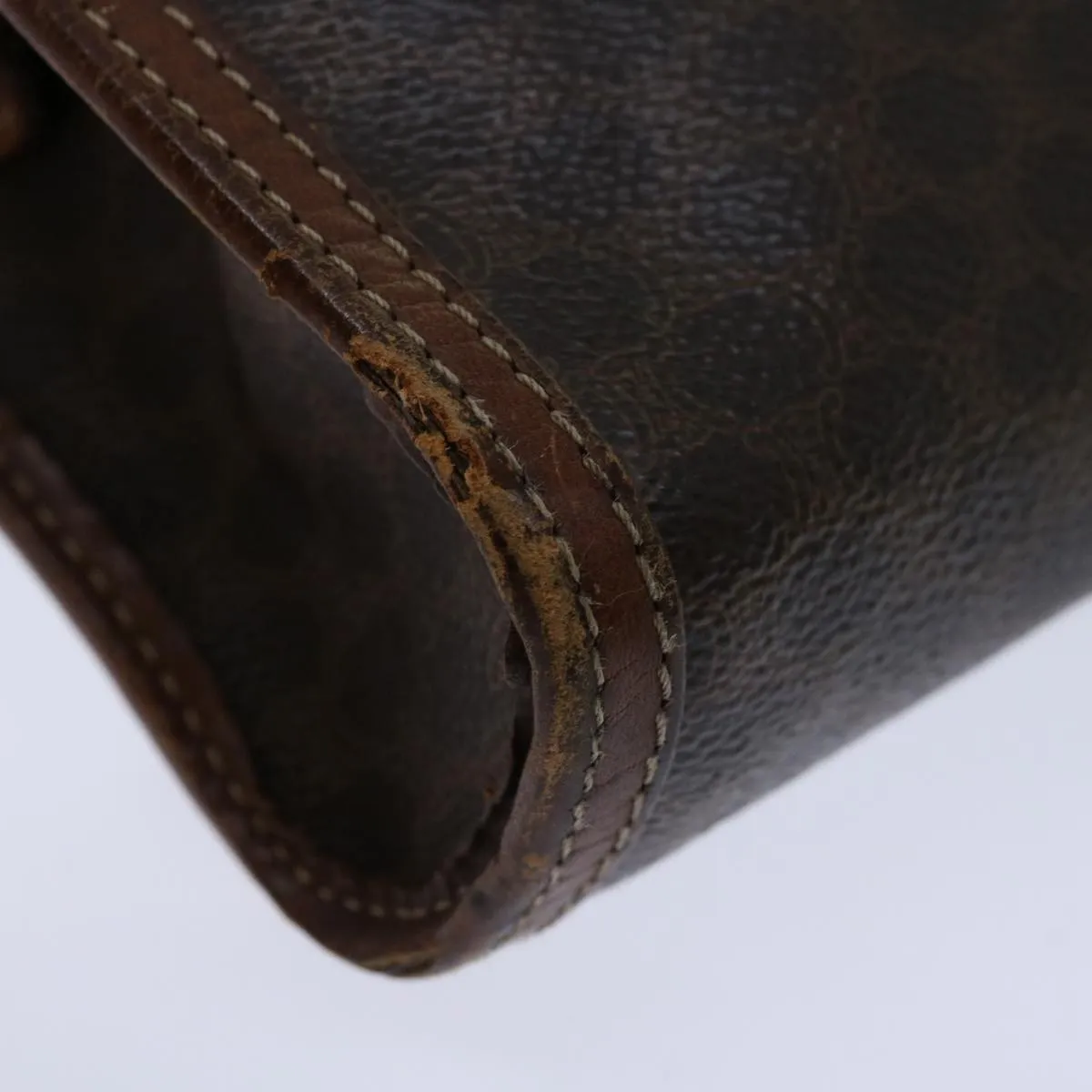 CELINE Macadam Canvas Clutch Bag PVC Brown Auth bs12948