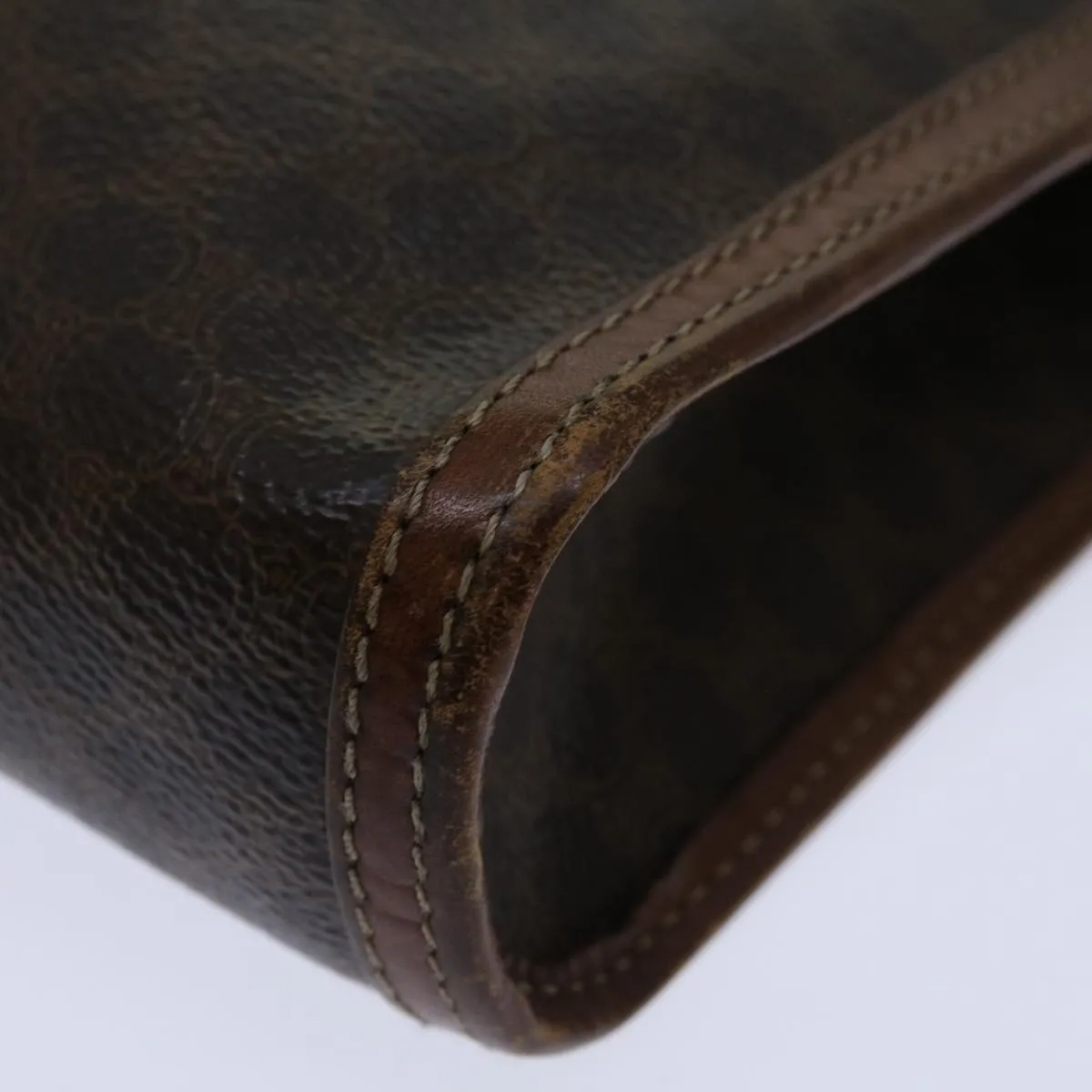CELINE Macadam Canvas Clutch Bag PVC Brown Auth bs12948